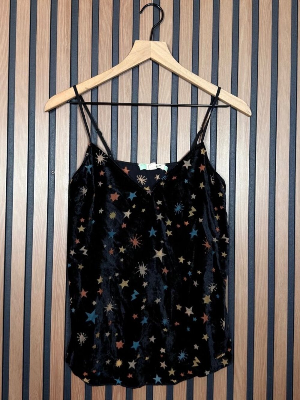 Ted Baker Blouse 0 Womens Black Cleira Velvet Star Print Viscose Camisole